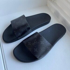 Louis Vuitton Men’s Black Monogram Slides Size 12 | LV Sandals